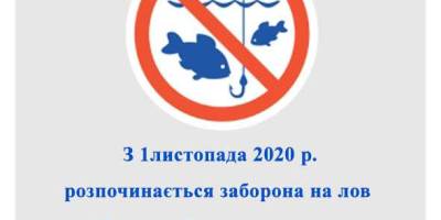 З першого листопада – заборона на лов риби