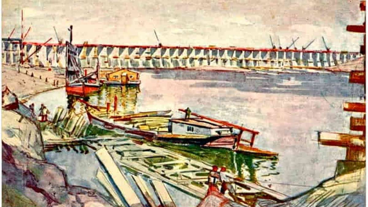 Запорожье на старых открытках: Днепрострой, 1931-1932 годы