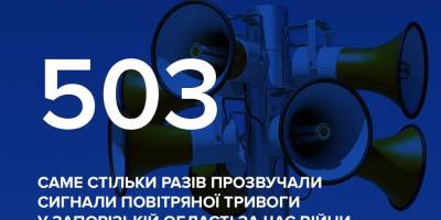 У Запоріжжі сигнали повітряної тривоги звучали сумарно майже 20 днів