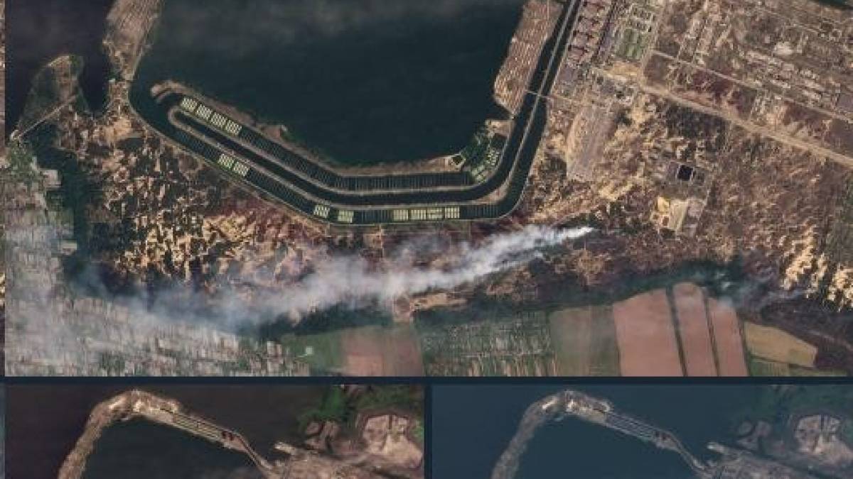 CNN опублікував супутникові знімки, на яких видно пожежі та дим у районі Запорізької АЕС