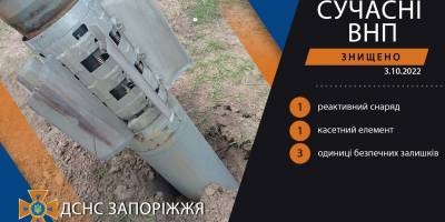 На Запоріжжі піротехніки ДСНС виявили реактивний снаряд 122 мм