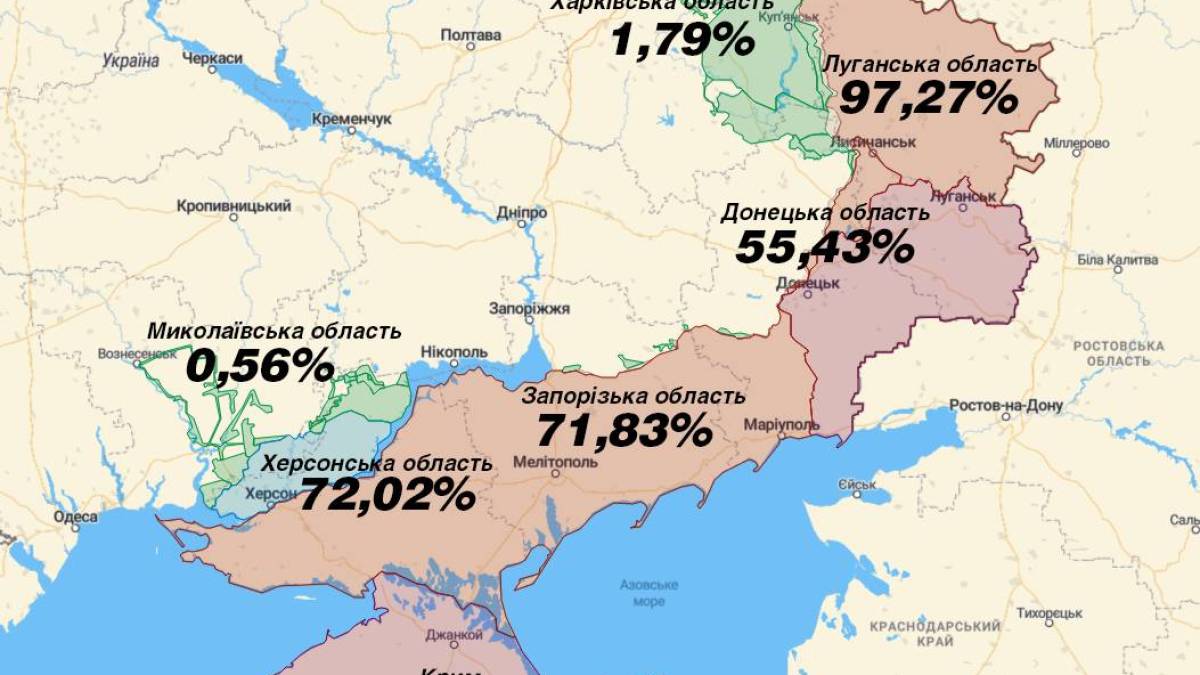 % частини окупованої України станом  на 12.11.22 року. (Інфографіка)