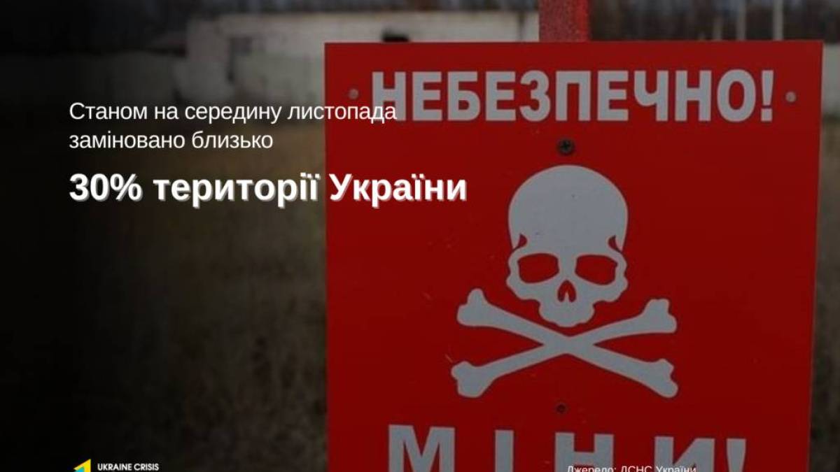 30 відсотків території України заміновано