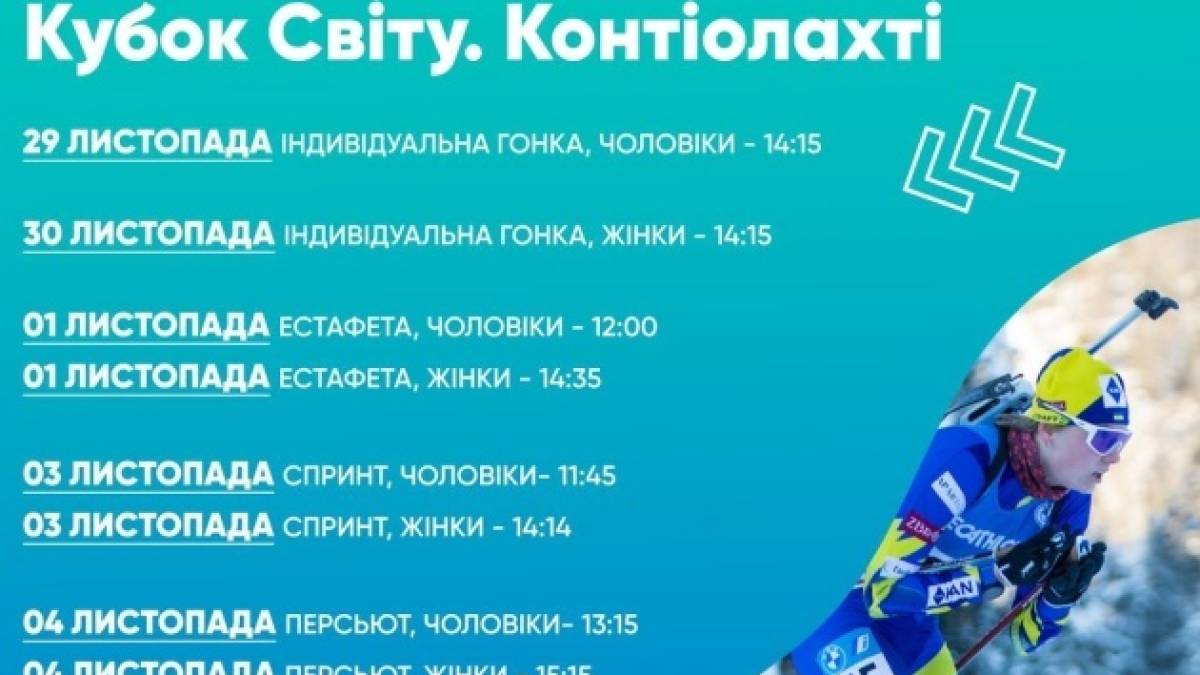Біатлон. Склад збірної України на перший етап Кубка світу в Контіолахті