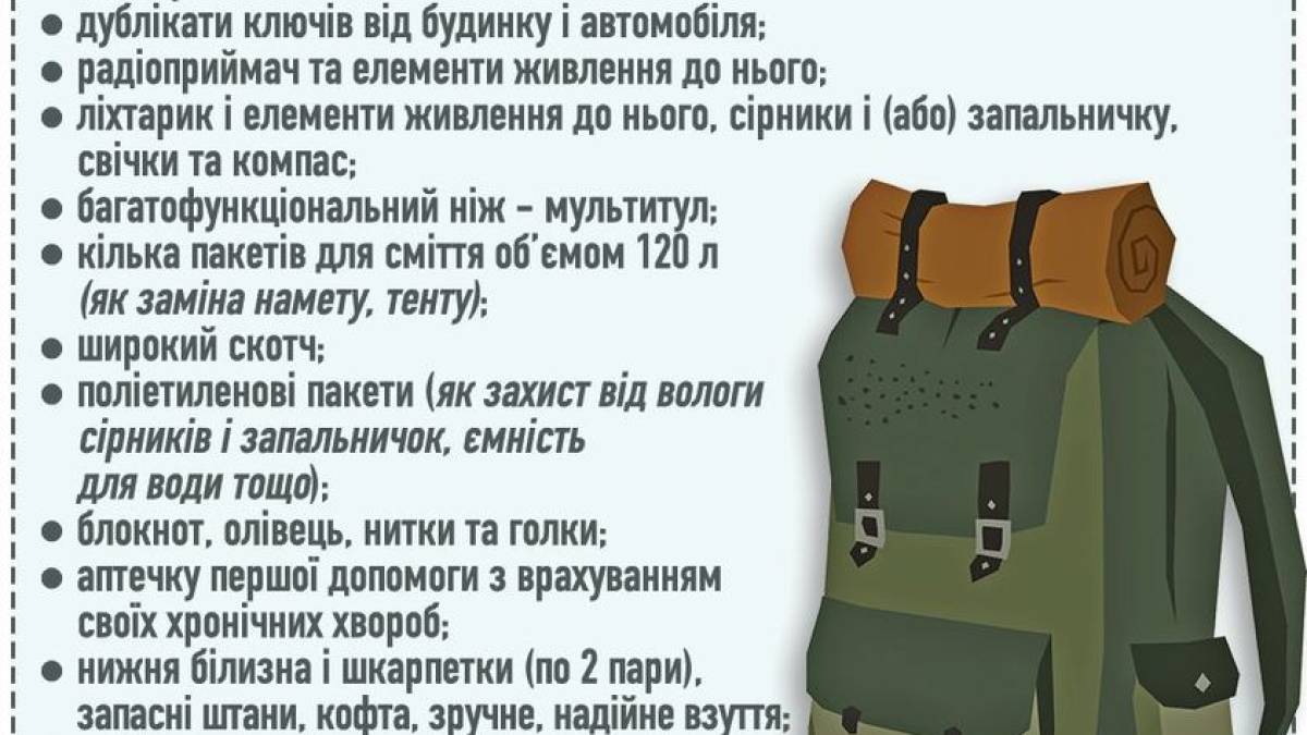 Що покласти в «екстрену валізу»