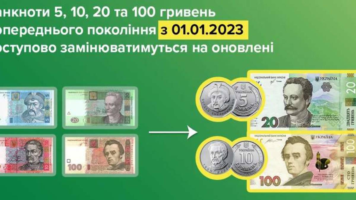 З 1 січня Нацбанк України розпочинає поступово вилучати з обігу старі паперові банкноти