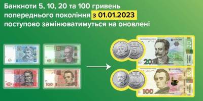 З 1 січня Нацбанк України розпочинає поступово вилучати з обігу старі паперові банкноти