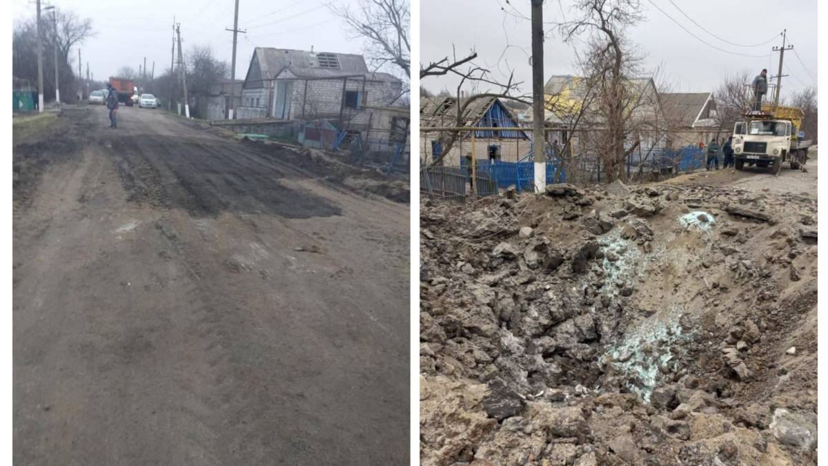 У атакованому російськими  ракетами Лежине оперативно відремонтували дорогу