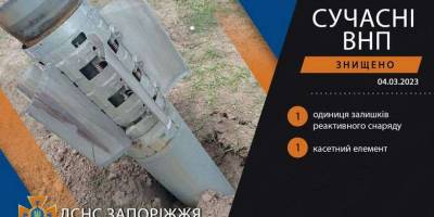 На Запоріжжі сапери ДСНС вилучили касетний елемент системи залпового вогню «Ураган»