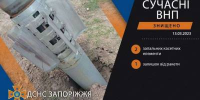 На Запоріжжі сапери ДСНС вилучили касетні елементи від снарядів реактивної системи залпового вогню «Ураган»