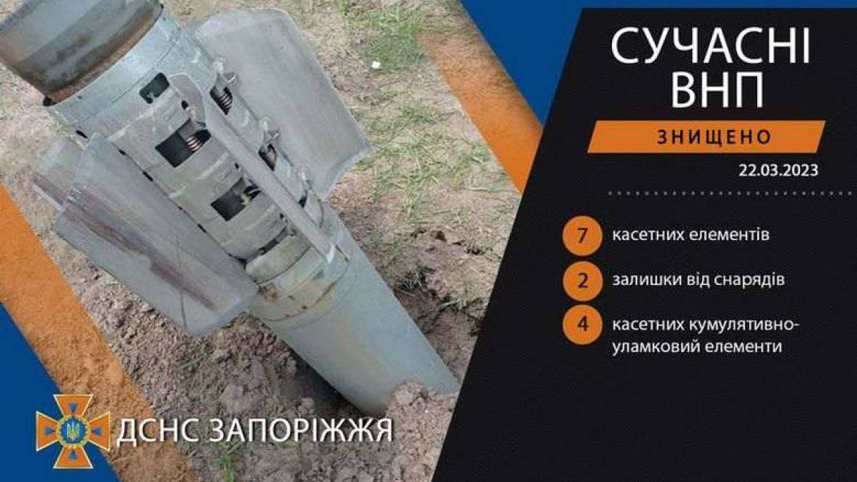 На Запоріжжі сапери ДСНС вилучили 7 касетних елементів системи залпового вогню «Ураган»