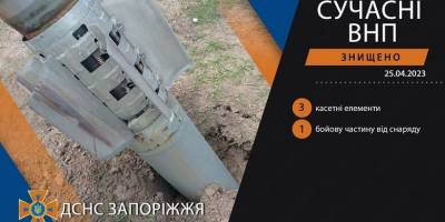 У Запорізькій області сапери вилучили бойову частину від  снаряду реактивної системи залпового вогню «Смерч»