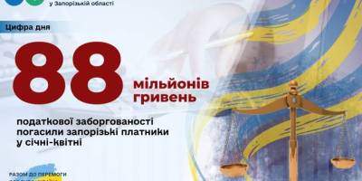Податкові борги запорізьких платників зменшились майже на 88 мільйонів гривень