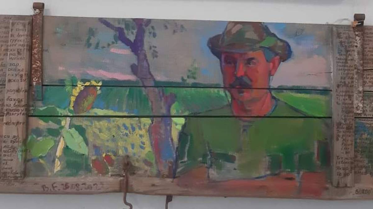 Живопис на дошці, яку виламала війна
