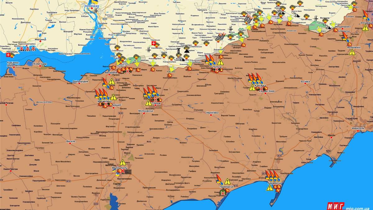 Запорізький напрямок (мапа обстрілів, оновлення)