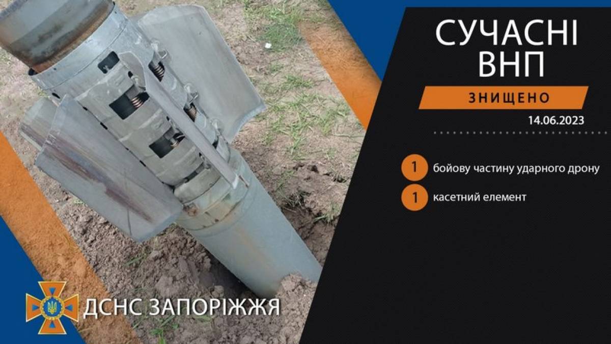 На Запоріжжі сапери вилучили бойову частину ударного дрону «Shahed»