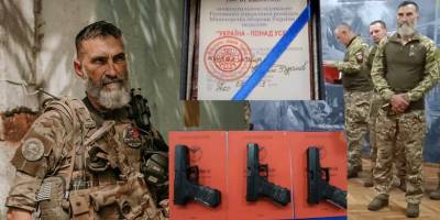 Бердянець Олександр Печніков отримав нагородну зброю від головного розвідника України