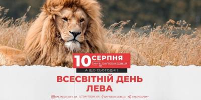 10 серпня в історії України та світу — Всесвітній день лева