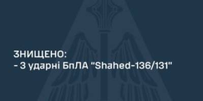 У Запорізькій області вночі знищено три російські ударні дрони