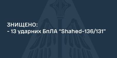 Уночі сили ППО знищили 13 “шахедів” над Одещиною та Миколаївщиною – ПС ЗСУ