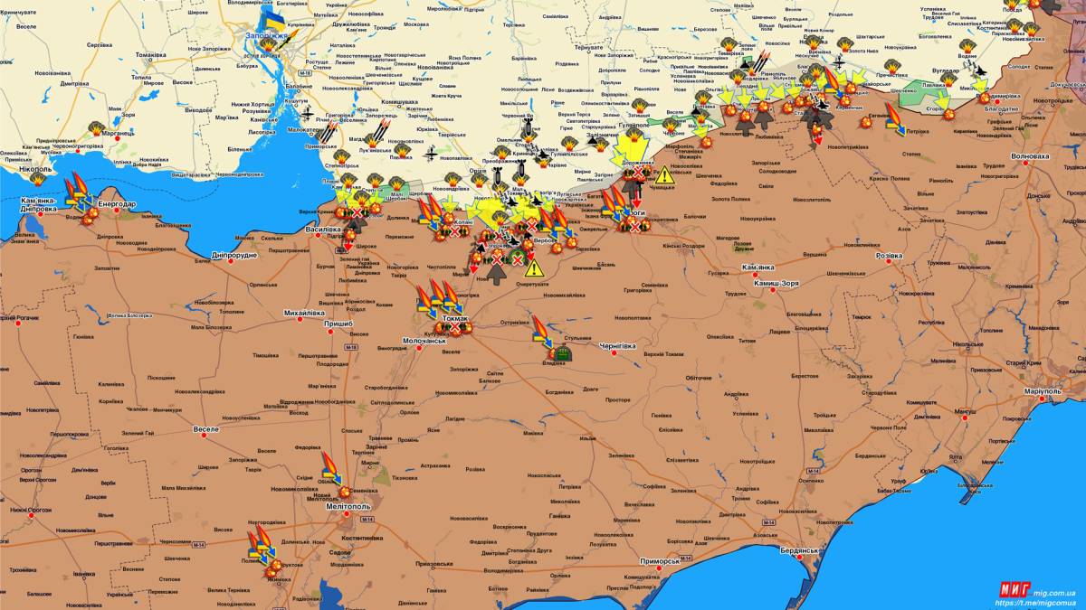 Запорожское направление (карта обстрелов, обновление)