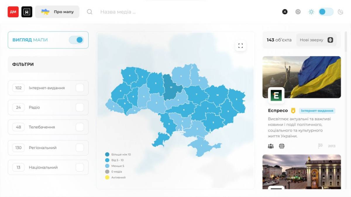 В Україні представили мапу якісних медіа