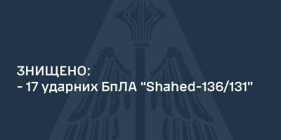 росія вночі атакувала Україну дронами-камікадзе, ППО знищила 17 із 24-х  — ПС ЗСУ