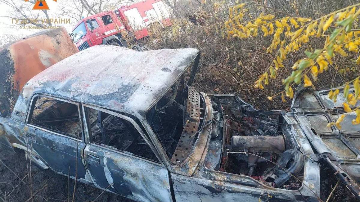 Під Запоріжжям внаслідок ДТП згоріло легкове авто – фото