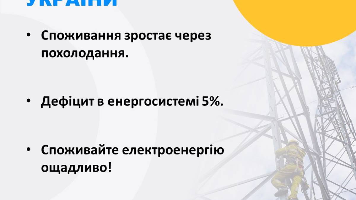Споживання енергії підскочило, у системі знову дефіцит – Укренерго