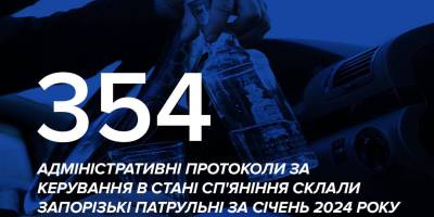 Запорізькі патрульні у січні затримали 354 водіїв напідпитку