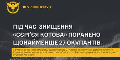 У ГУР уточнили втрати росіян на кораблі «Сергій Котов»
