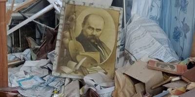 Звичайний рашизм: портрет Тараса Шевченка у зруйнованій росіянами школі на Запоріжжі