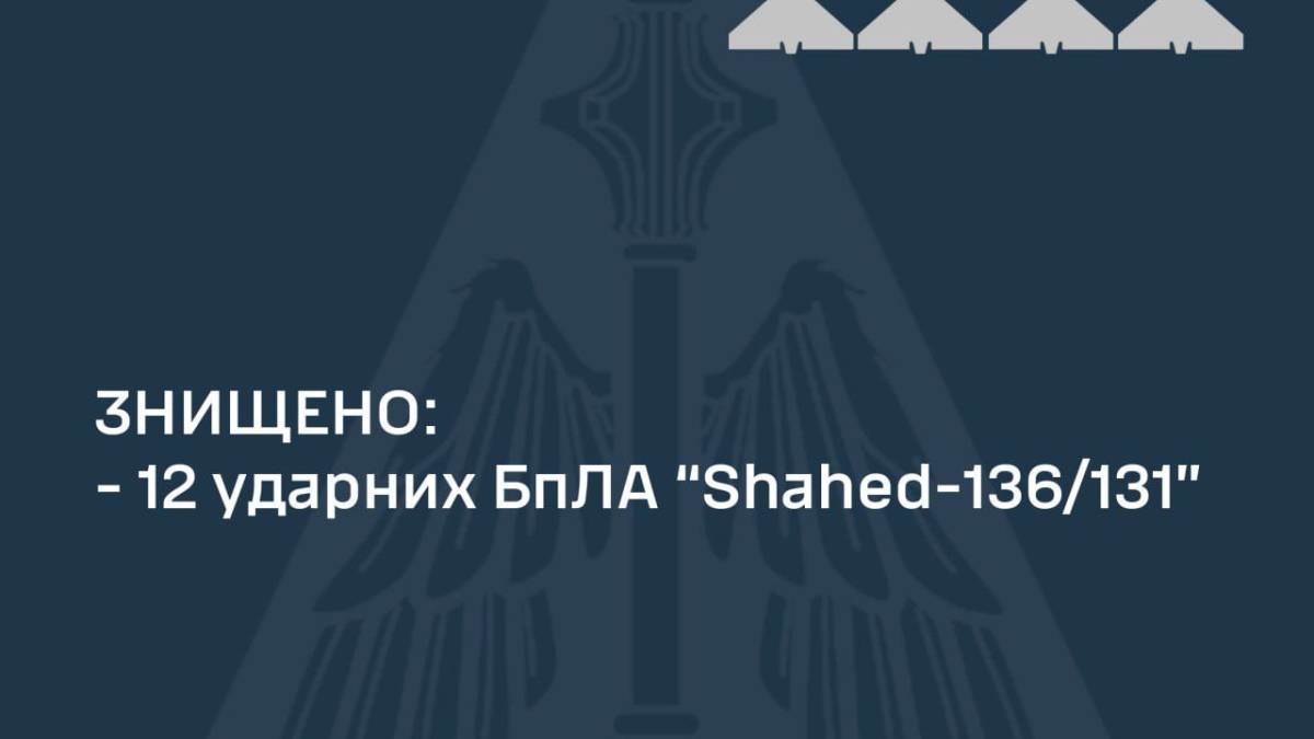 Мобільні групи ЗСУ цієї ночі знищили 12 “шахедів”