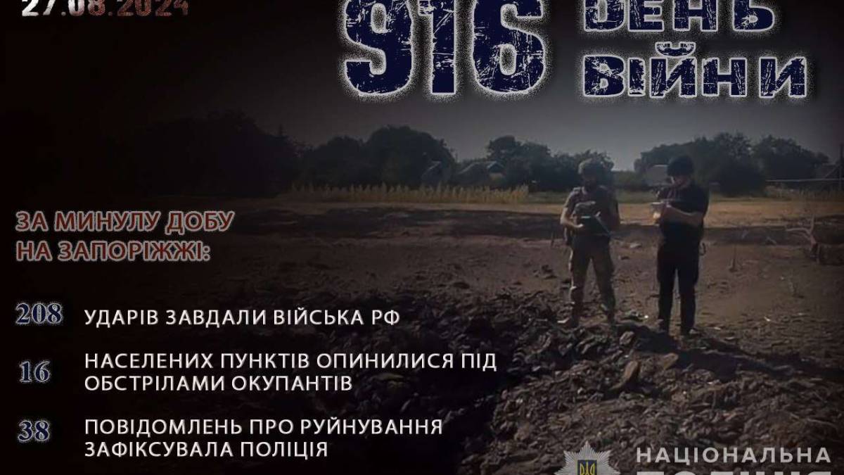 Окупанти обстріляли 16 населених пунктів на Запоріжжі, поліцейські задокументували наслідки