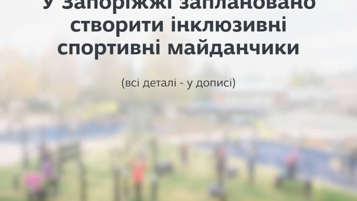У чотирьох парках Запоріжжя до кінця року створять інклюзивні спортивні майданчики