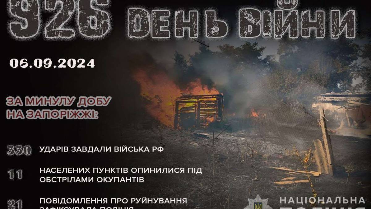 Поліція Запоріжжя задокументувала наслідки воєнних злочинів окупантів 5 вересня