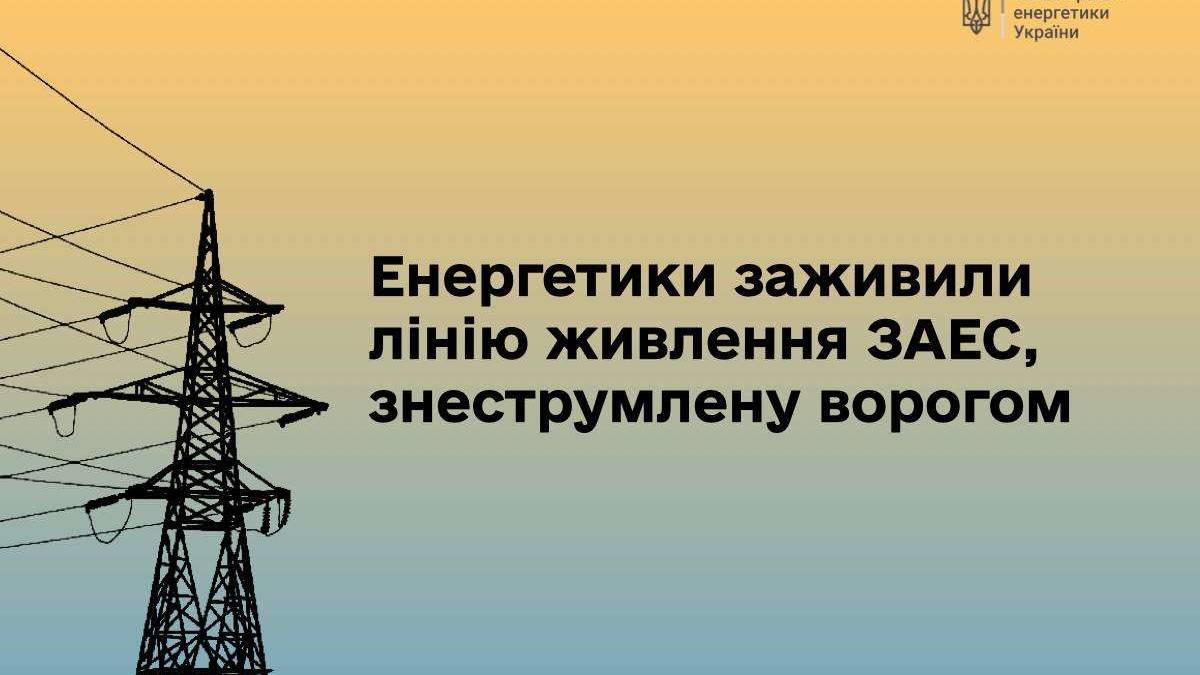 Енергетики відновили пошкоджену лінію живлення окупованої Запорізької АЕ