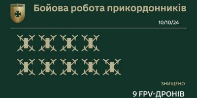 На Запорізькому напрямку прикордонники знищили 9 FPV-дронів ворога