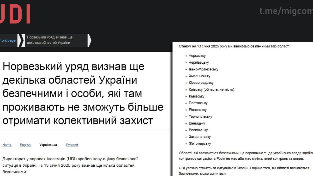 Норвегія скорочує допомогу біженцям з України.