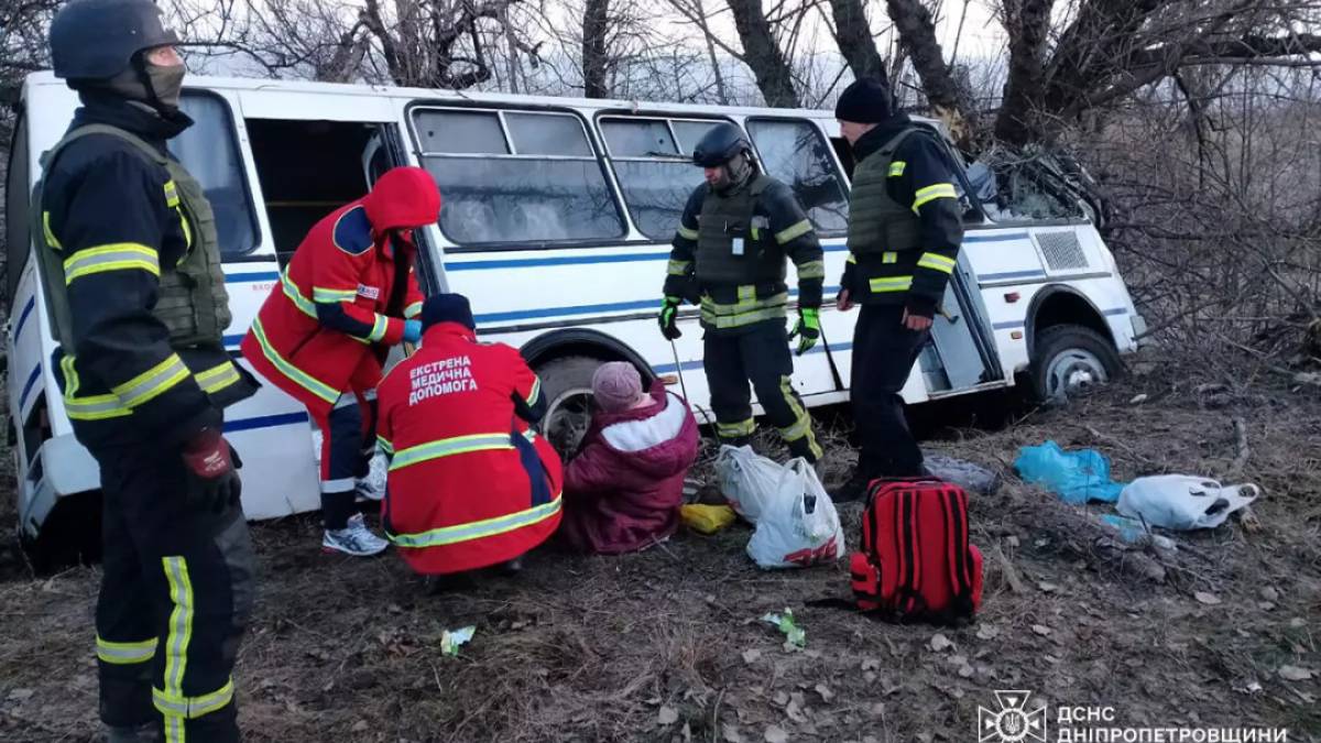 Автобус в’їхав у дерево: на Дніпропетровщині у ДТП постраждали 14 людей