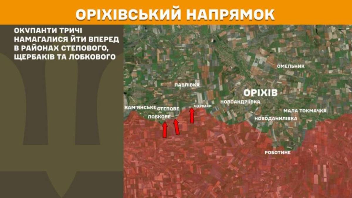 На Оріхівському напрямку окупанти тричі намагалися йти вперед
