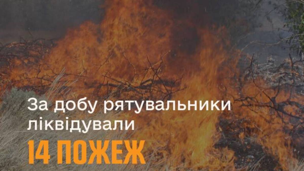 За минулу добу на території області рятувальники ліквідували 14 пожеж в екосистемах