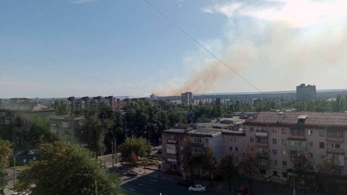 Зранку розпочалася пожежа в плавнях на острові Хортиця (відео)