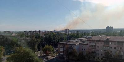 Зранку розпочалася пожежа в плавнях на острові Хортиця (відео)