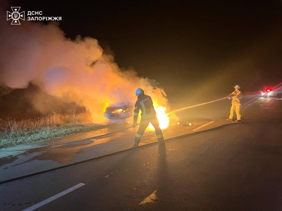 У Запорізькому районі сталося займання автівки на дорозі