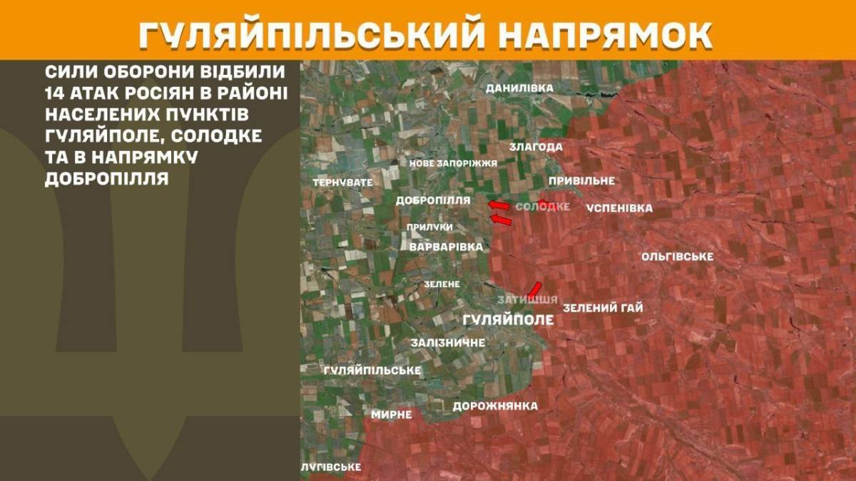 На Гуляйпільському напрямку Сили оборони відбили 14 атак