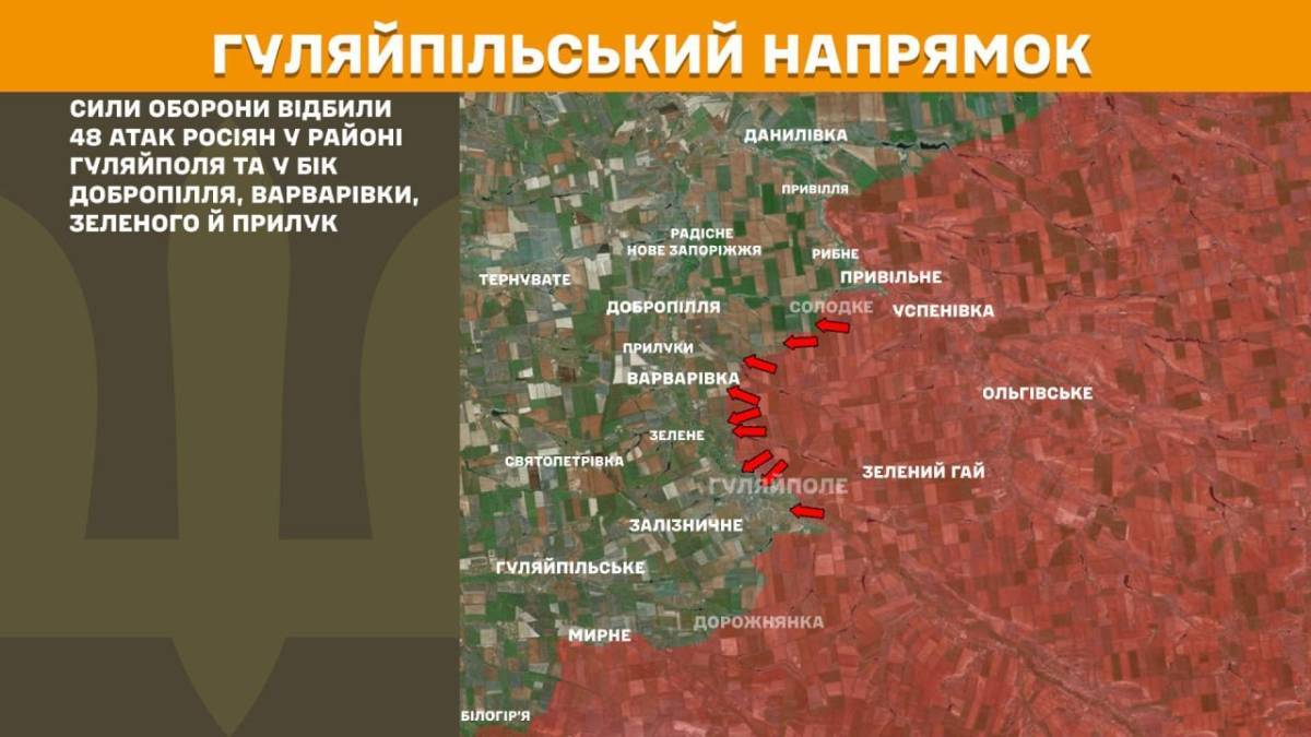 На Гуляйпільському напрямку Сили оборони відбили 48 атак росіян, – Генштаб 