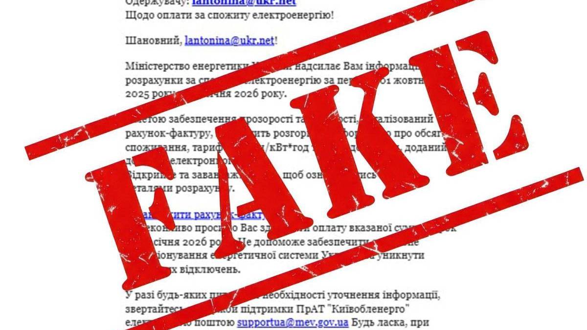Міненергетики попереджає про небезпечну фішингову розсилку