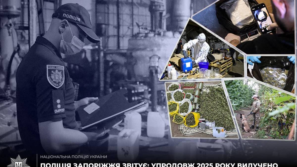 Поліція Запоріжжя звітує: упродовж 2025 року вилучено понад 500 кілограмів наркотиків