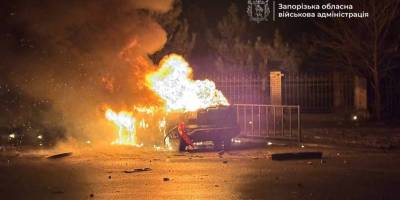 Ворожі дрони атакують Запоріжжя: в одному з районів горить авто (ФОТО)